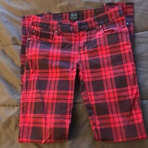 Tripp NYC Red Plaid Skinny Jeans